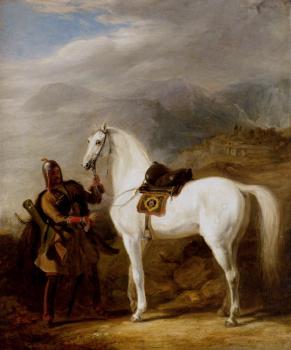 William Allan : A Circassian chief preparing his stallion